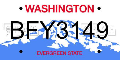 BFY3149 Washington License Plate