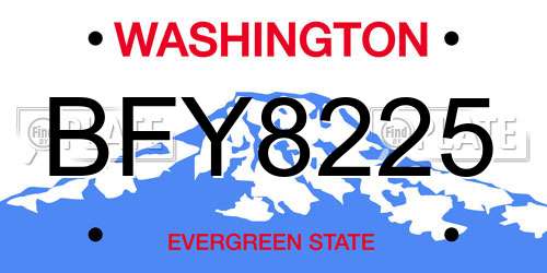 BFY8225 Washington License Plate