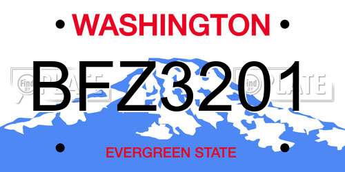 BFZ3201 Washington License Plate