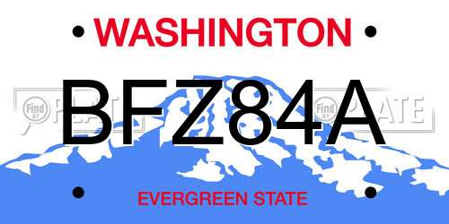 BFZ84A Washington License Plate