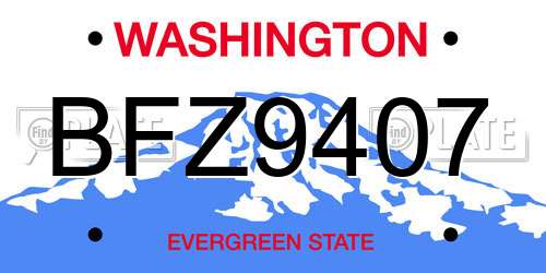 BFZ9407 Washington License Plate