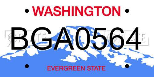 BGA0564 Washington License Plate