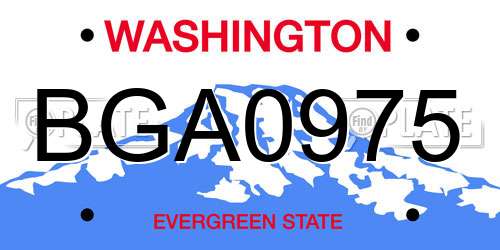 BGA0975 Washington License Plate