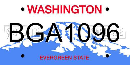 BGA1096 Washington License Plate