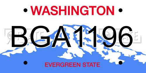 BGA1196 Washington License Plate
