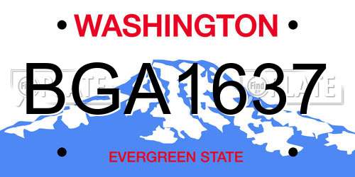BGA1637 Washington License Plate
