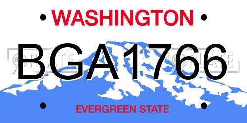 BGA1766 Washington License Plate