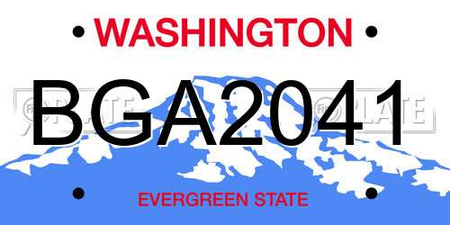 BGA2041 Washington License Plate