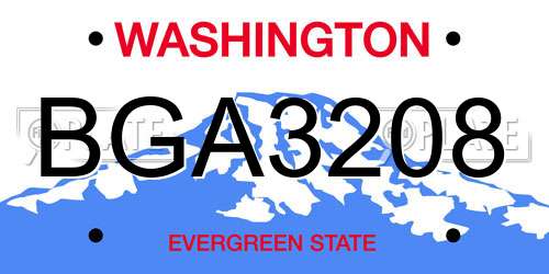 BGA3208 Washington License Plate