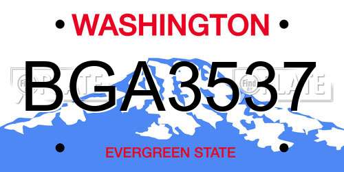 BGA3537 Washington License Plate