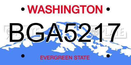 BGA5217 Washington License Plate