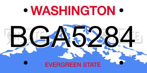 BGA5284 Washington License Plate