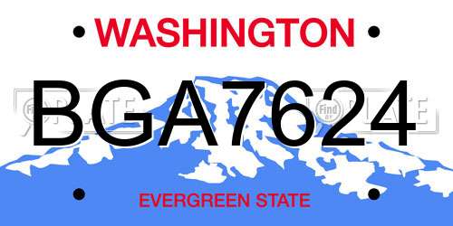 BGA7624 Washington License Plate
