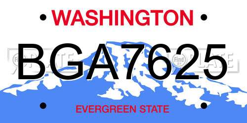 BGA7625 Washington License Plate