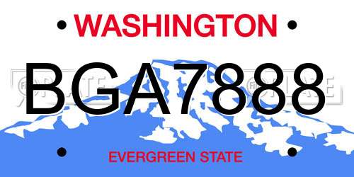 BGA7888 Washington License Plate
