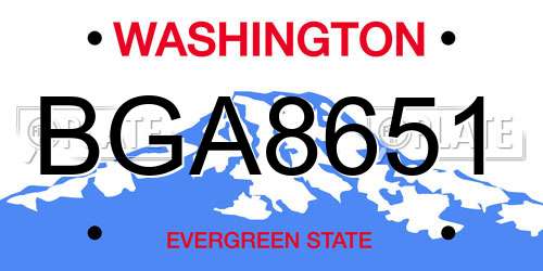 BGA8651 Washington License Plate