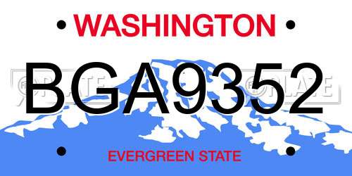 BGA9352 Washington License Plate