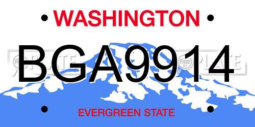 BGA9914 Washington License Plate