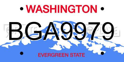 BGA9979 Washington License Plate
