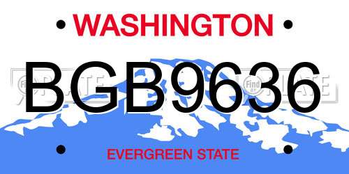 BGB9636 Washington License Plate