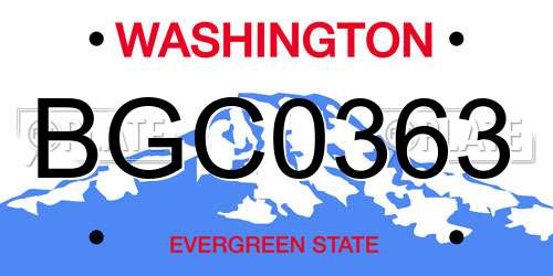 BGC0363 Washington License Plate