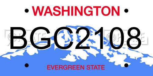BGC2108 Washington License Plate