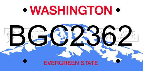 BGC2362 Washington License Plate