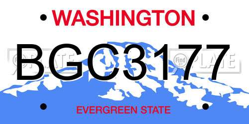 BGC3177 Washington License Plate