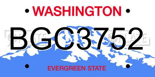 BGC3752 Washington License Plate