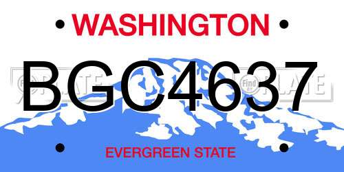 BGC4637 Washington License Plate