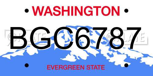 BGC6787 Washington License Plate