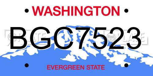 BGC7523 Washington License Plate