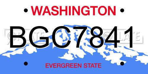 BGC7841 Washington License Plate