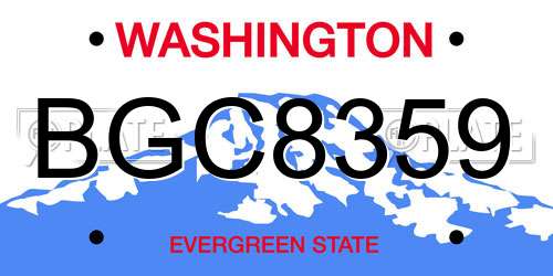 BGC8359 Washington License Plate