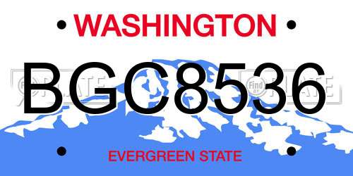 BGC8536 Washington License Plate
