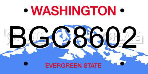 BGC8602 Washington License Plate