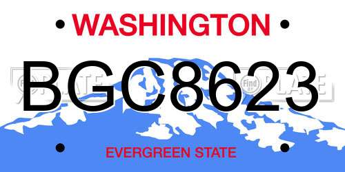 BGC8623 Washington License Plate