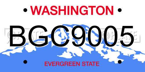 BGC9005 Washington License Plate