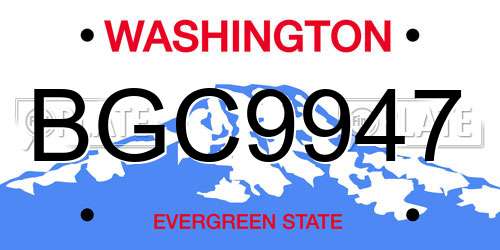 BGC9947 Washington License Plate