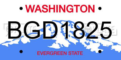 BGD1825 Washington License Plate