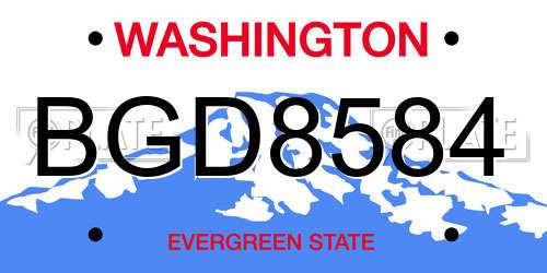 BGD8584 Washington License Plate