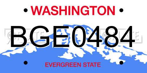 BGE0484 Washington License Plate