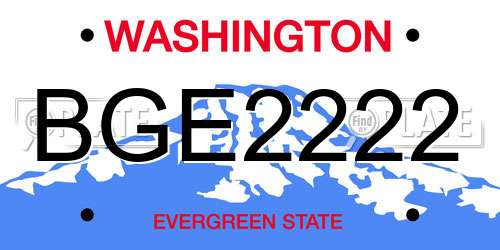 BGE2222 Washington License Plate