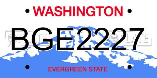 BGE2227 Washington License Plate