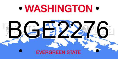 BGE2276 Washington License Plate