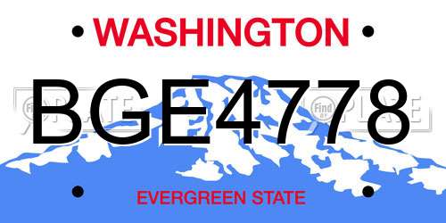 BGE4778 Washington License Plate