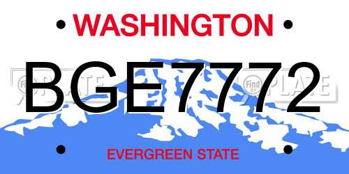 BGE7772 Washington License Plate