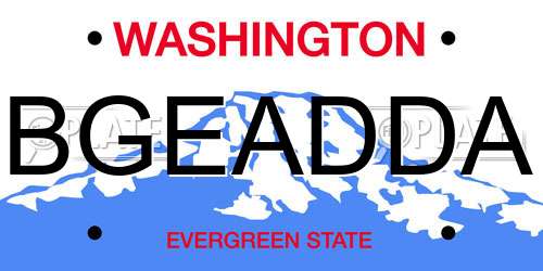 BGEADDA Washington License Plate