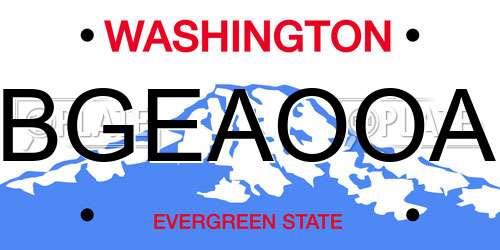 BGEAOOA Washington License Plate