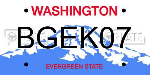 BGEK07 Washington License Plate